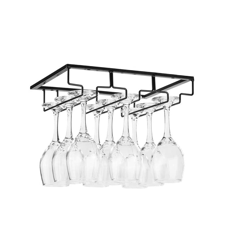 Under Cabinet Wine Glass Holder Restaurant Bar Stainless Steel Hanging Stemware Rack