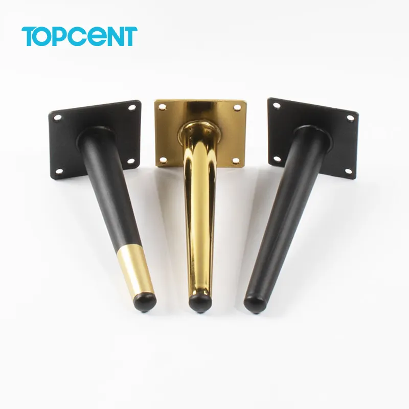 TOPCENT 100mm - 400mm Iron Tapered Chair Support Gold Brass Steel Furniture Feet BedSide Bed Chrome Cabinet Metal Sofa Leg