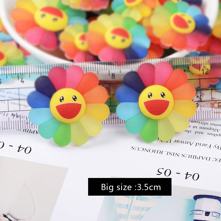Новый 2019 резиновые цветные подсолнухи slime аксессуары DIY детские игрушки улыбка цветочным принтом в стиле «сделай сам глины аксессуары