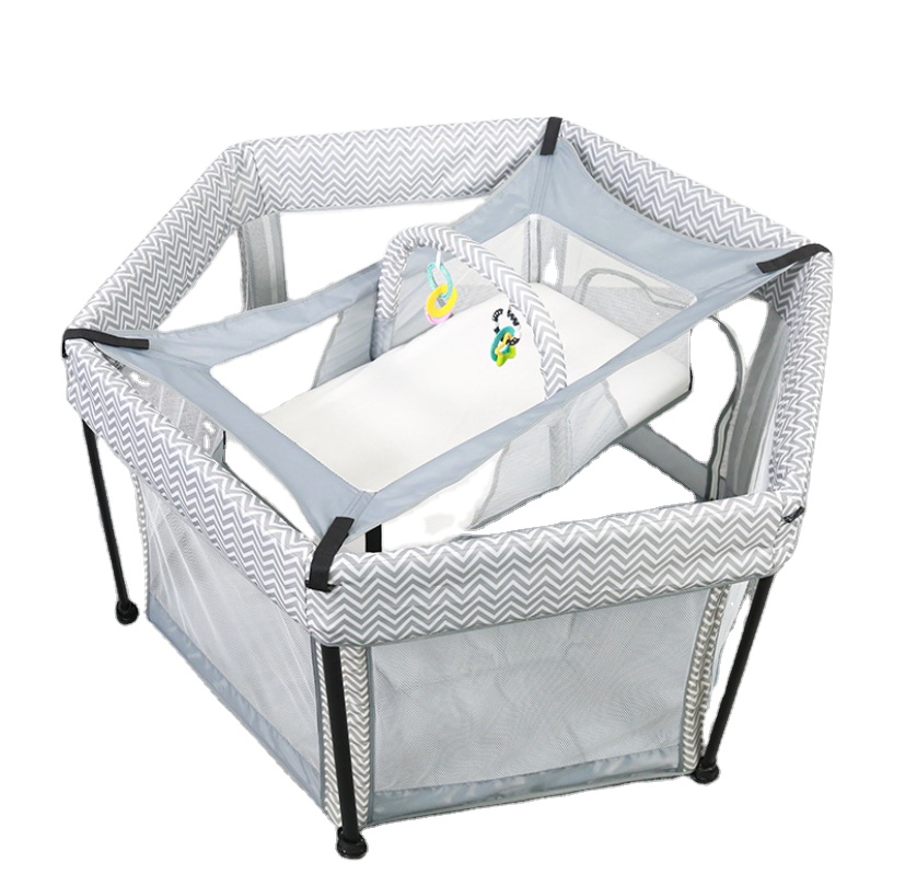 2021 Hot Selling Hexagon Multi Functional Zippered Baby Mosquito Net Folding Baby Bed