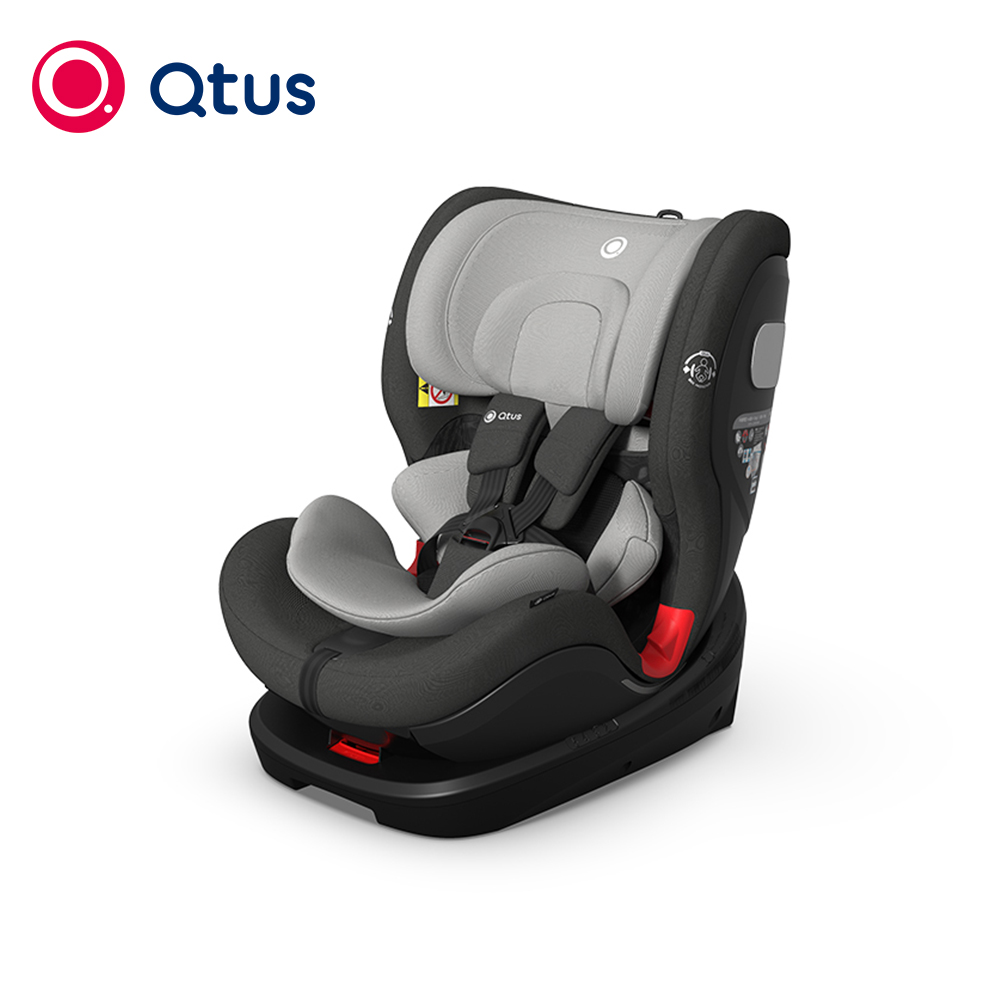 Qtus Q22 ARES Baby Safty Car Seat - Removable Cushion Pads - From New Born to 12 Years - Grey   Black