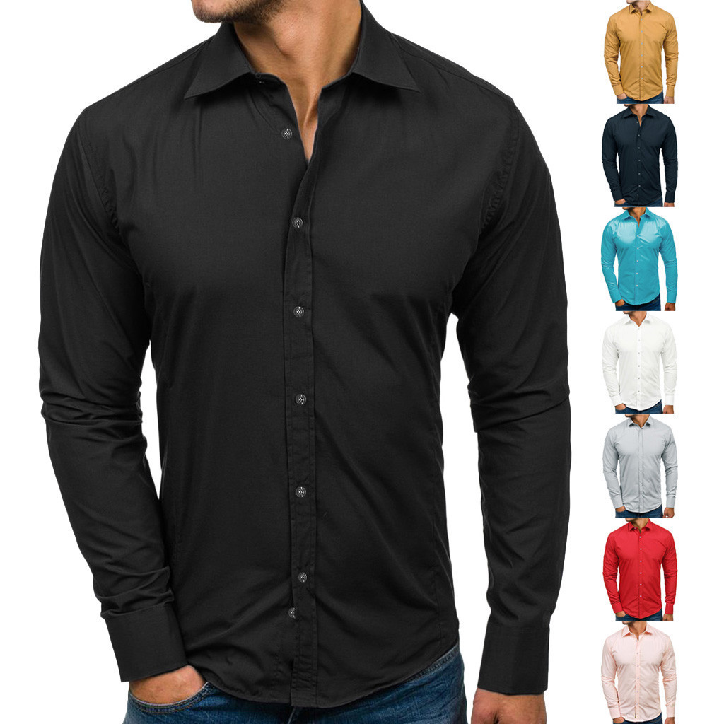 DLL New Arrival Wholesale Casual Solid Spring Clothing Outfit Long Sleeve Shirts for Men
