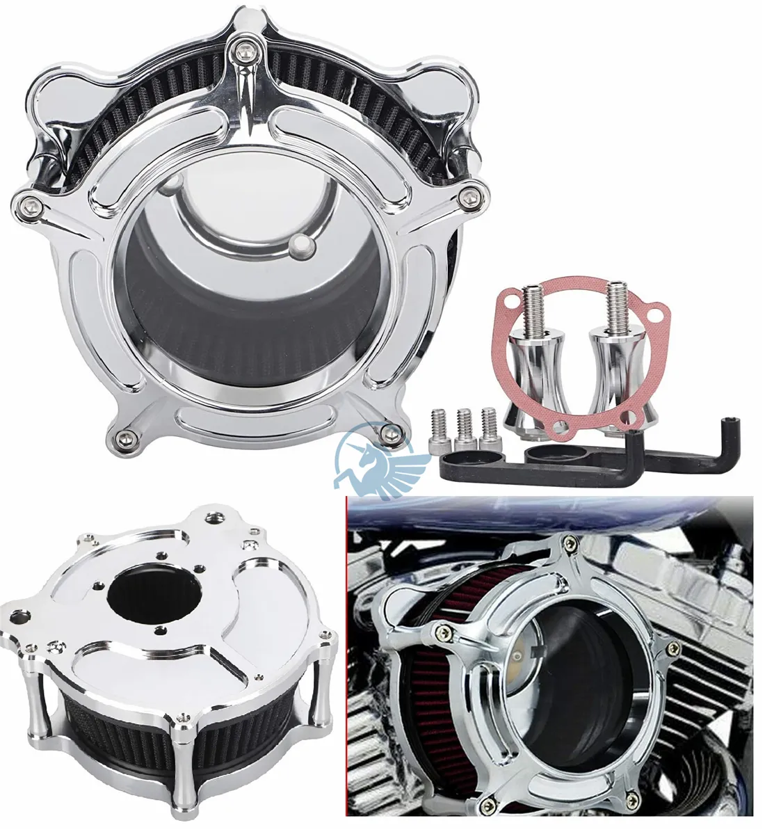 CNC aluminum Turbine Air Cleaner Intake Filter for Harley touring CVO Street Bob Ultra Electra glide Road King Softail Dyna X48