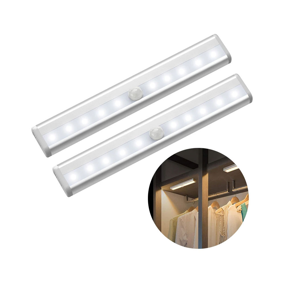 6/10 LEDs PIR LED Motion Sensor Light Cupboard Wardrobe Bed Lamp LED Under Cabinet Night Light For Closet Stairs Kitchen