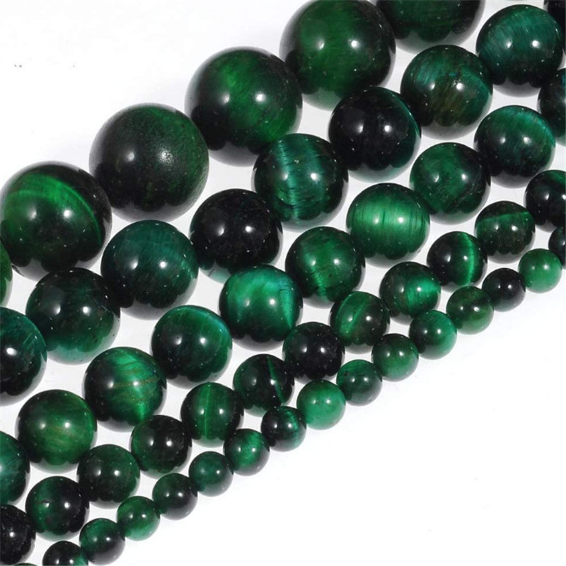 Natural Green Tiger Eye Loose Spacer Beads for Jewelry Making Bracelets 4/6/8/10MM
