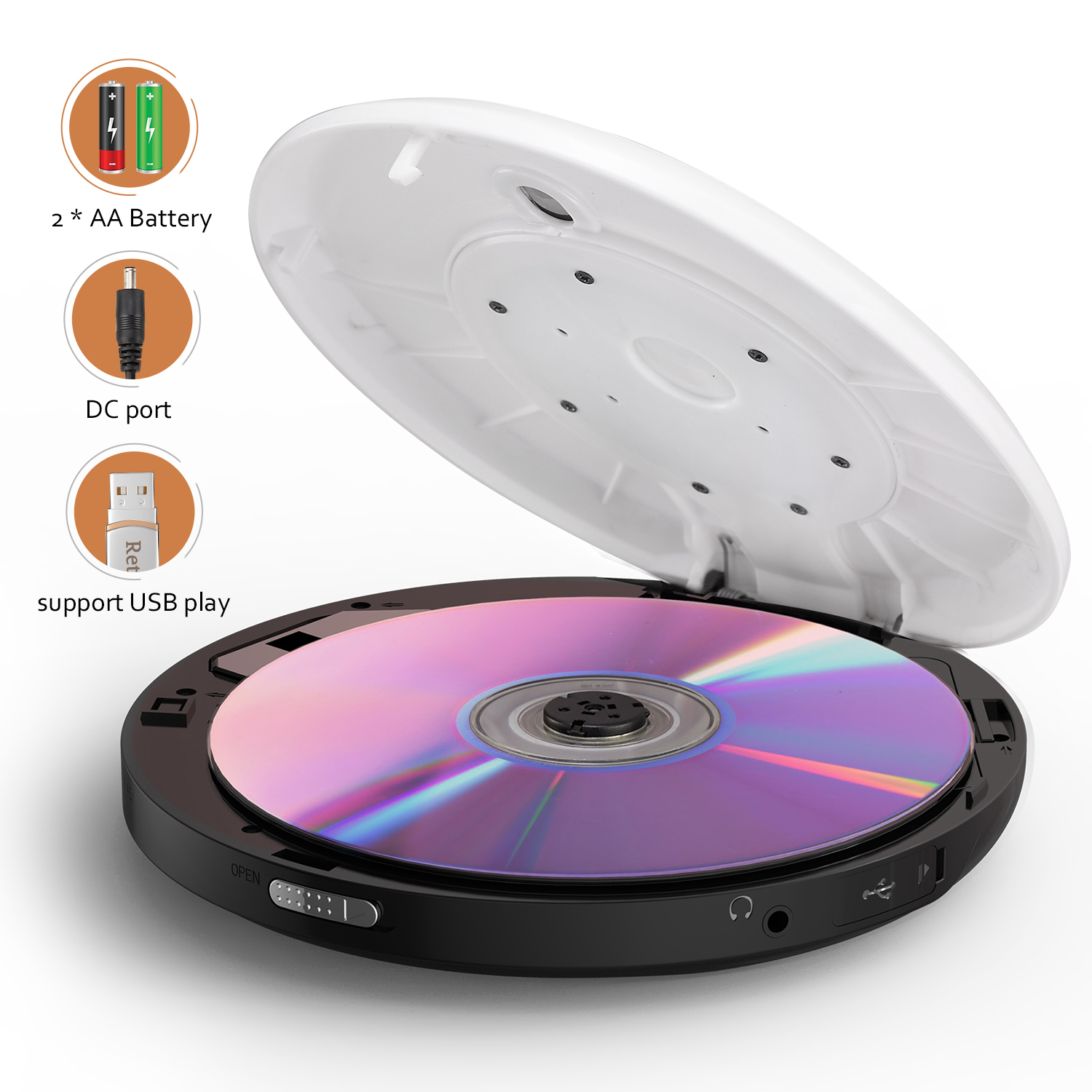 Портативный персональный CD-плеер Discman CD/MP3 музыкальный аудиоплеер с FM/ DAB радио