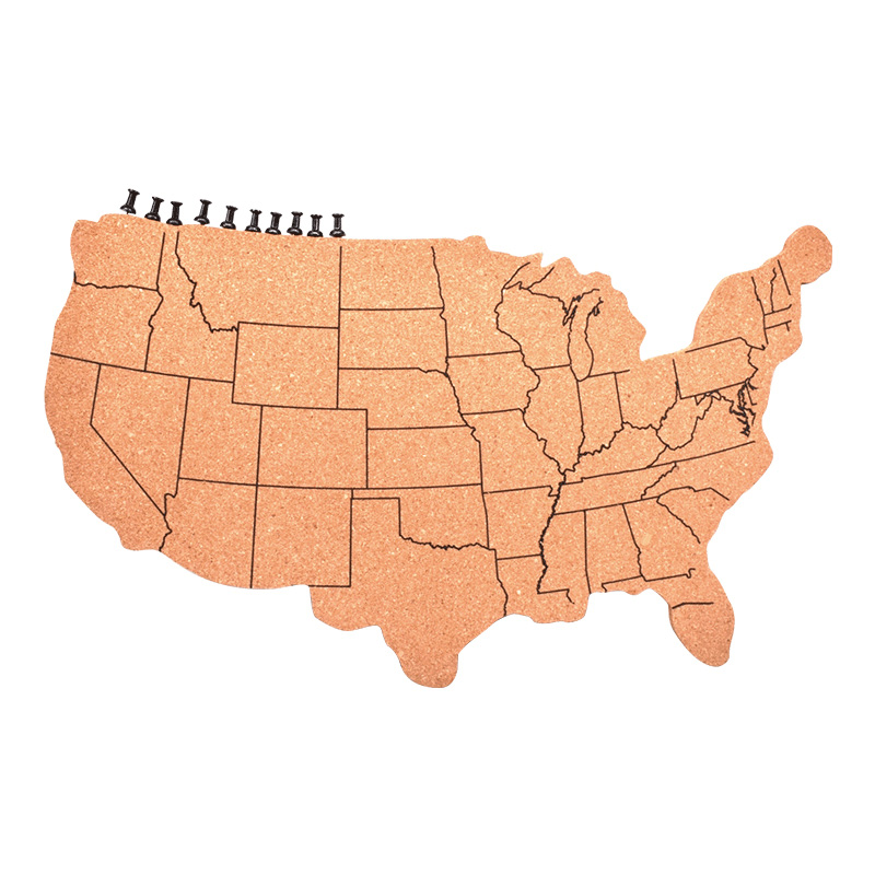 Supplier Wholesale World Map 70*40cm Cork Board With Extra Strength Self Adhesive Backing For Wall Bulletin