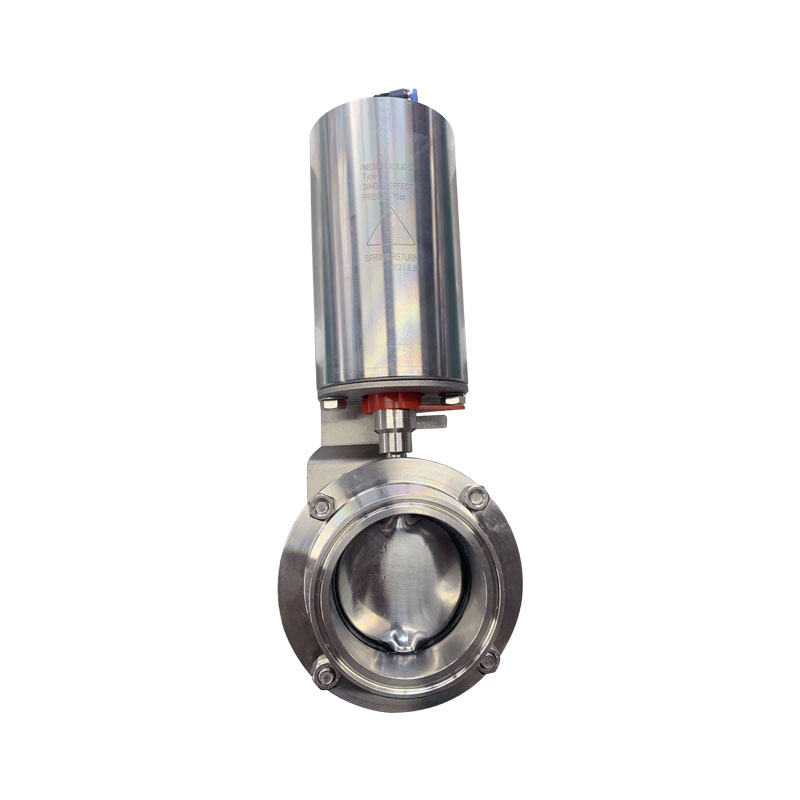 Sanitary Pneumatic Butterfly Valve with Tri-clamp Ends, NC/NO/AA Operated SIG16-P Series