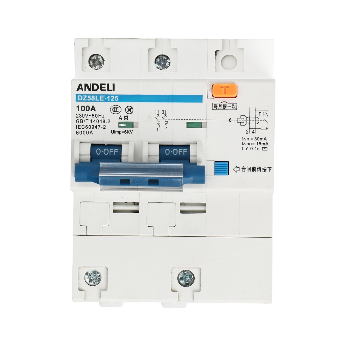 DZ58LE-125 2P ANDELI mcb Earthur lealage автоматические выключатели mcb