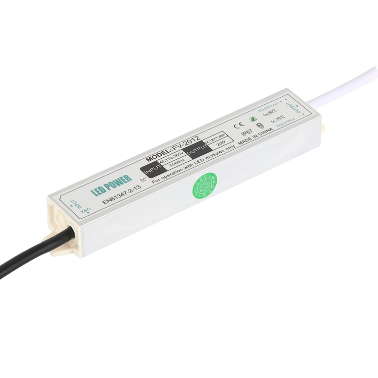 Good heat dissipation DC12V 20W IP67 LED driver waterproof LED driver max 1.66A output current for LED ribbon light