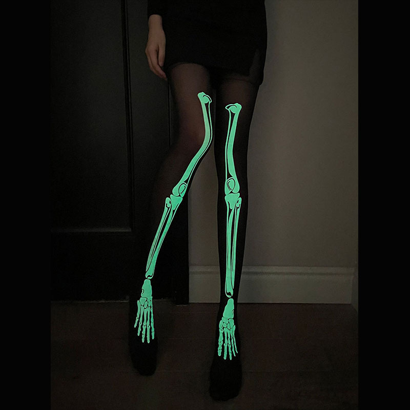 Women's Spooky Skeleton Bones Halloween Themed Novelty Fashion Scary Hosiery
