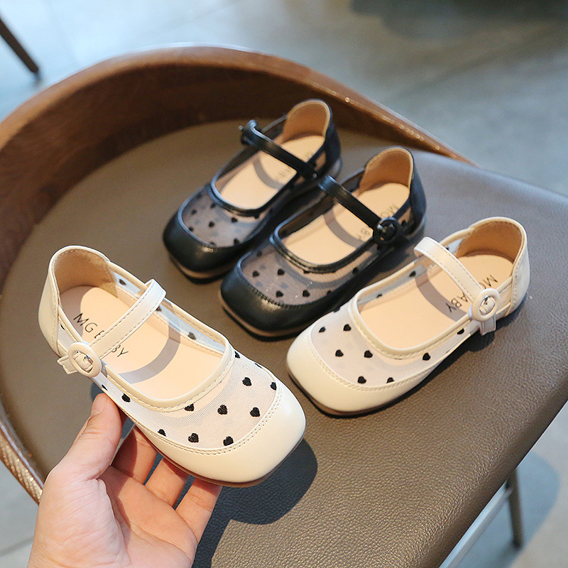 Girl's nude shoes mesh hollow breathable children's princess shoes children's little girl sandals closed toe children's shoes