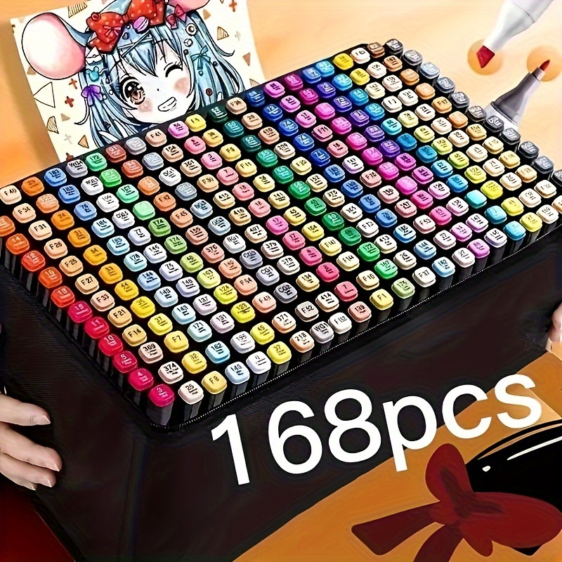 Art 168 Colors Dual Tip Alcohol Based Art Markers Office Supplier Permanent Marker Pens For Drawing