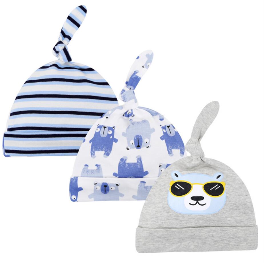 Baby Hats Newborn 0-6 Months New Born Beanie Knot Boy and Girl Unisex Hat Gifts for Hospital Infant 3 Pack