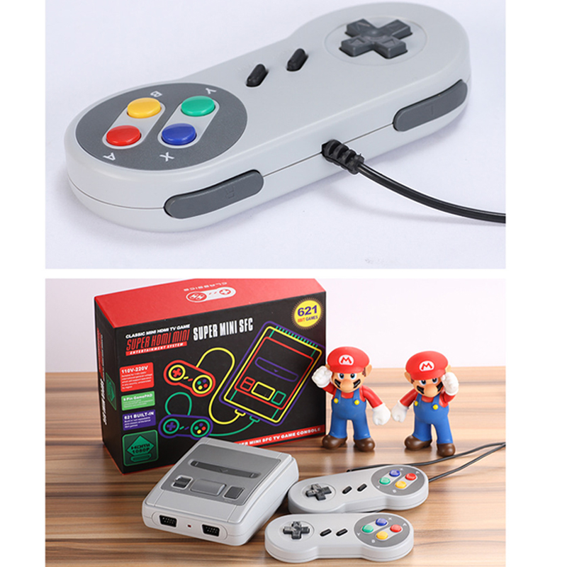 Семейный ТВ SNES Ретро встроенные 621 игр классическая супер HDMIs мини игровая консоль HD 4K выход ТВ Портативный игровой плеер