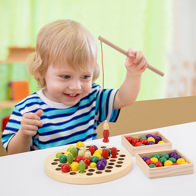 Children's wooden gift jigsaw puzzle creative learning fishing toy 2 to 4 years old unisex
