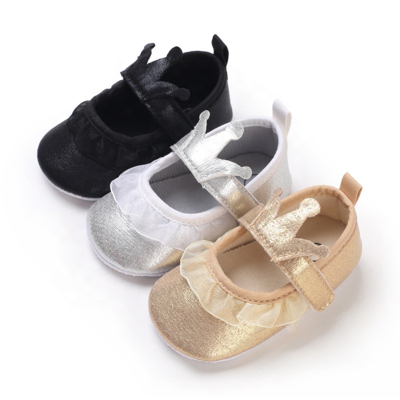 EVERTOP crown decoration soft non slip sole lace infant girl dress shoes beautiful baby girl shoes