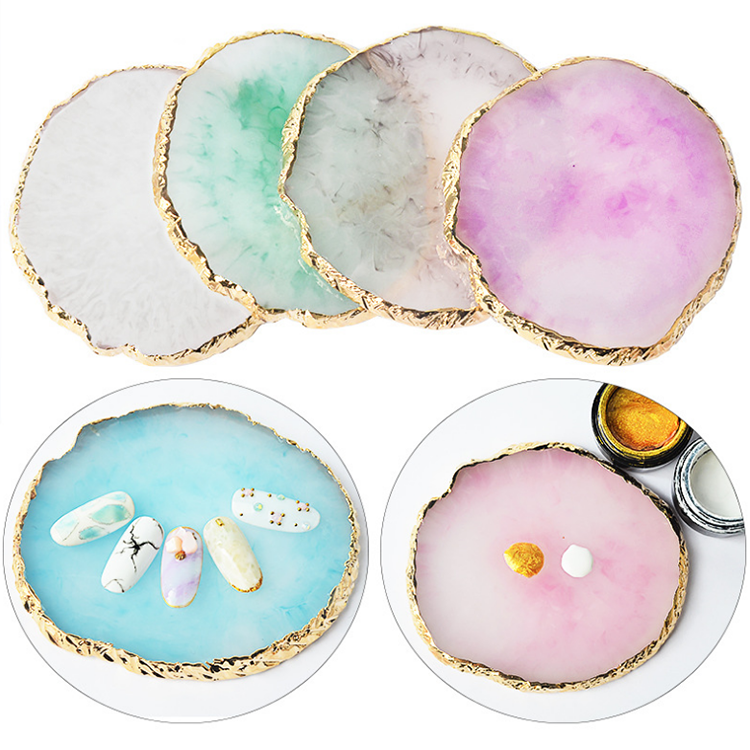2021 Professional Resin Agate Nail Painting Palette Assorted Shapes Nail Art Display Resin Nail Art Palette