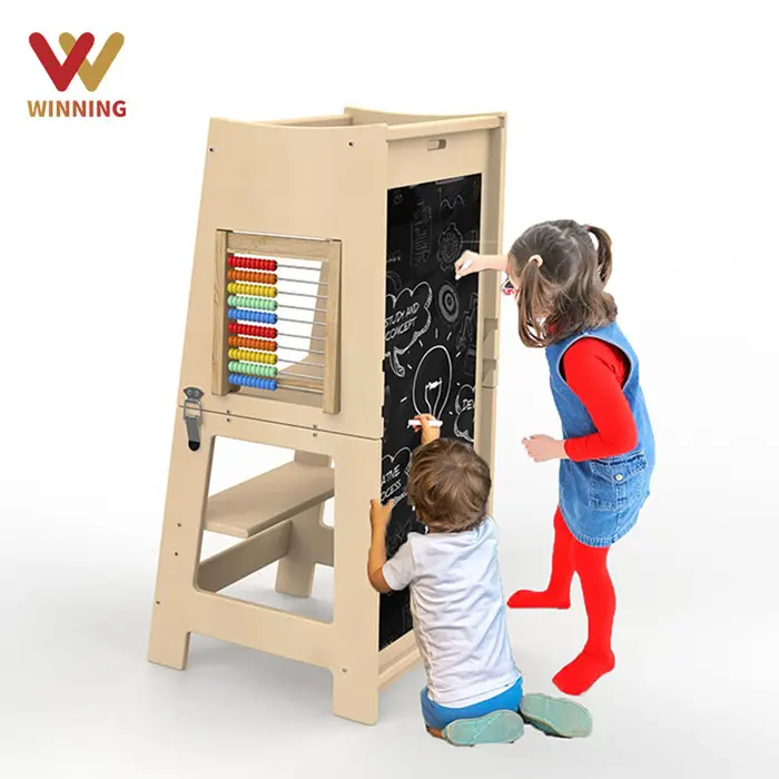 Winning Kids Step Stool Standing Learning Tower With Adjustable Platform Kitchen Helper Tower For Toddlers Learning With Toys
