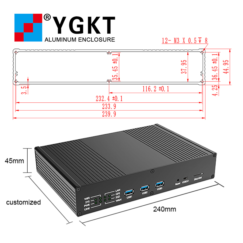 YGK-028 240x45x160 мм/9,45 ''x 1,77'' x 6,3 ''(wxhxl) автомобильный аудио усилитель, устройство передачи данных, измерительный инструмент