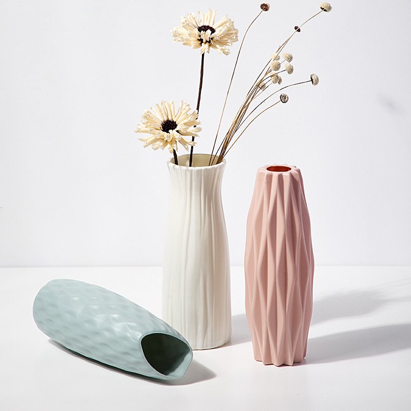 2024 Simple Nordic Plastic Vase Living Room Anti-Fall Simulation Vase Ornament Home Decoration