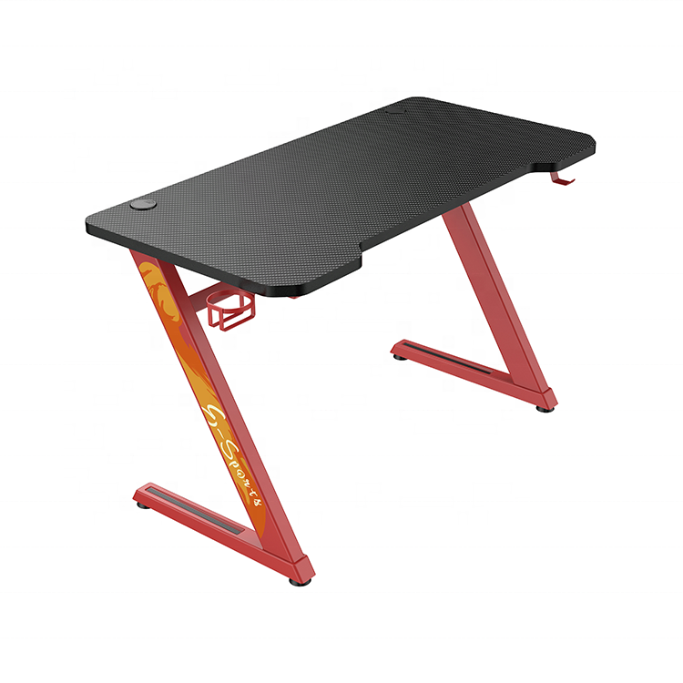 Modern pc gamer gaming computer desk with cup holder and headphone hook