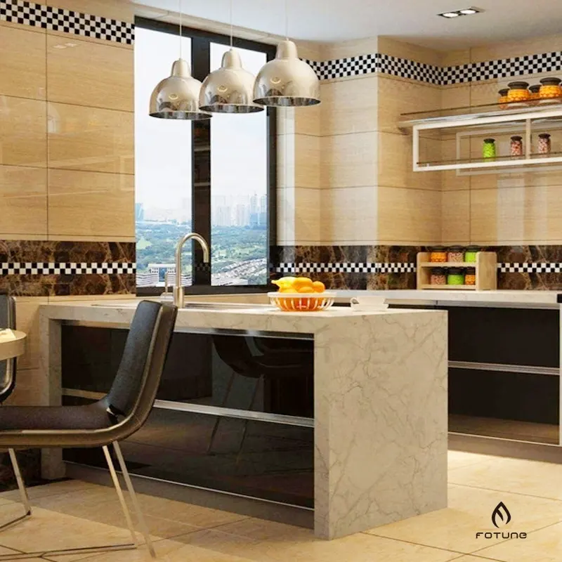 Customized  White Color With black Veins quartz countertop for kitchen