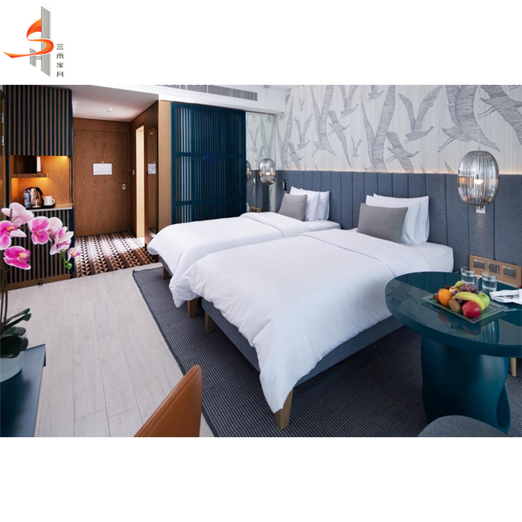 High Gloss Simple Design Modern Bedroom Set Foshan Hotel Furniture for Hotel