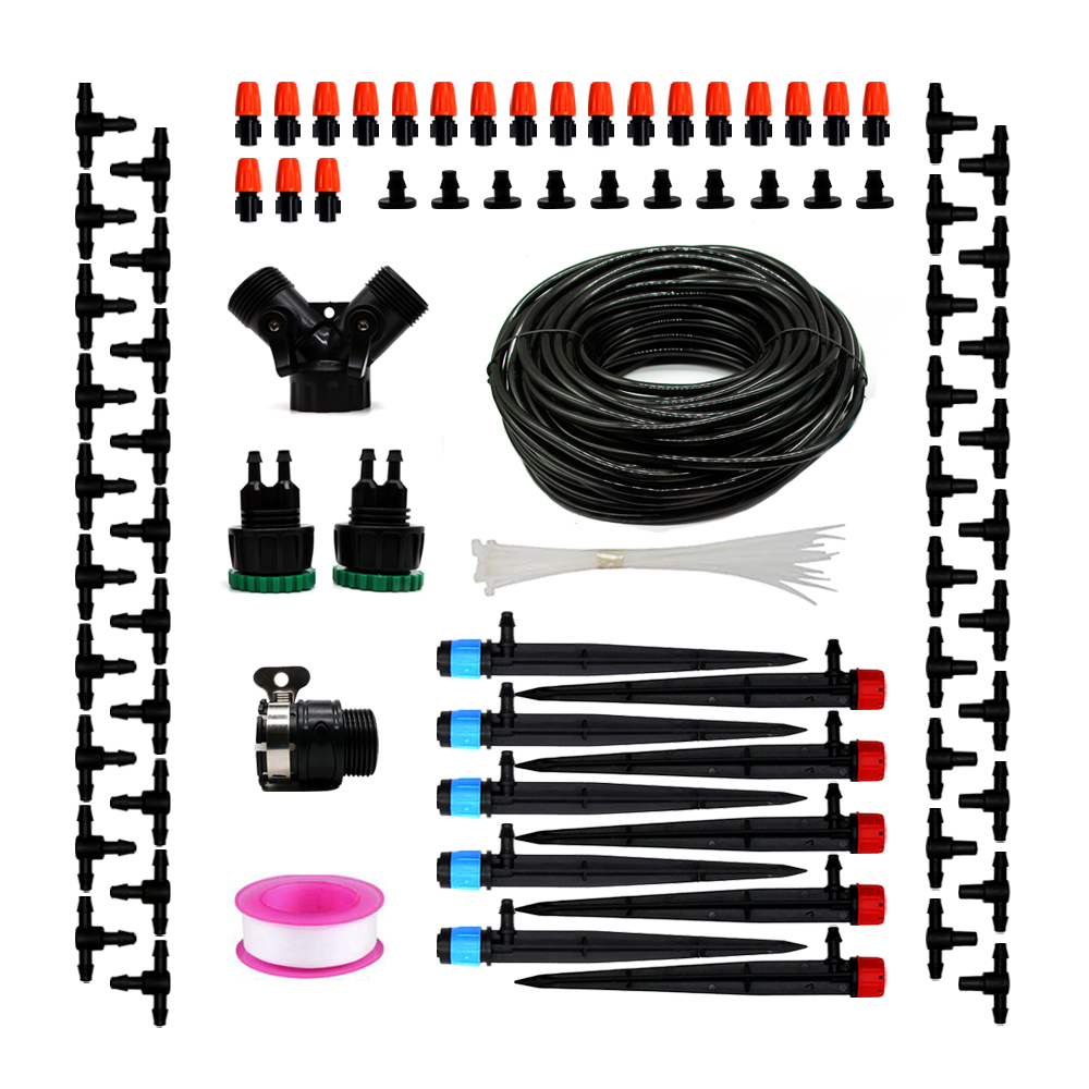 25m greenhouse garden automatic micro watering diy rain spray drip irrigation plant kit system