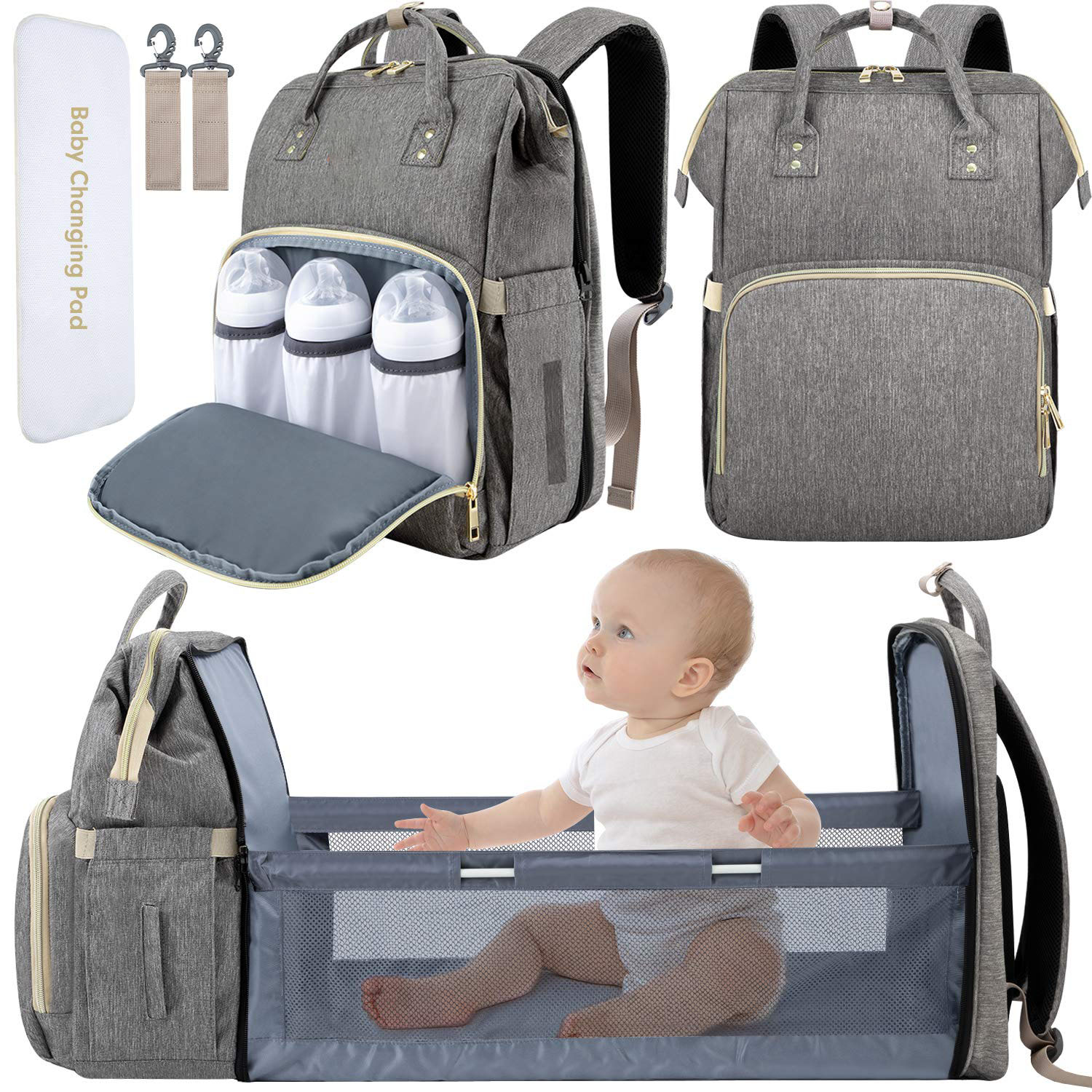 OEM Customize Multi Function Waterproof Baby Mother Backpack Diaper Bag Print Logo