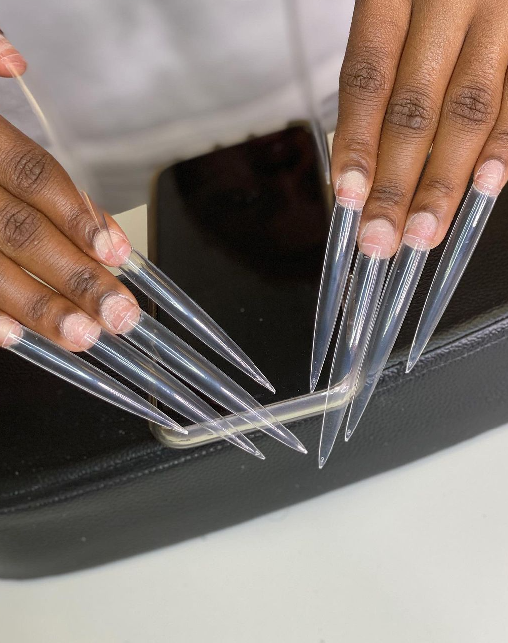 12/ 120Pcs Bag Transparent Natural XXXL Half Cover Nails 10 Pcs Square Nail Tips Salon Extra Long Stiletto False Nail Tips