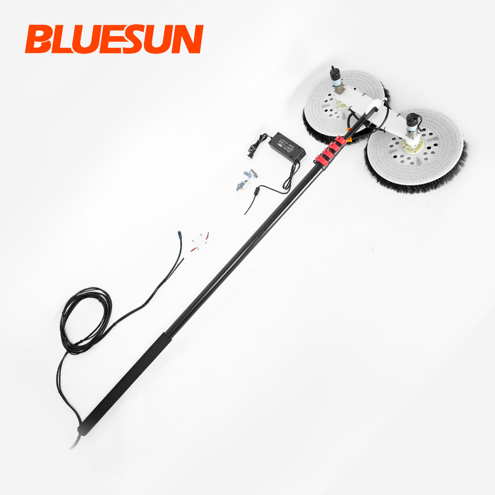 High quality bluesun double-ended Nylon rotating brush carbon fiber pole solar panel cleaning brush for photovoltaic system