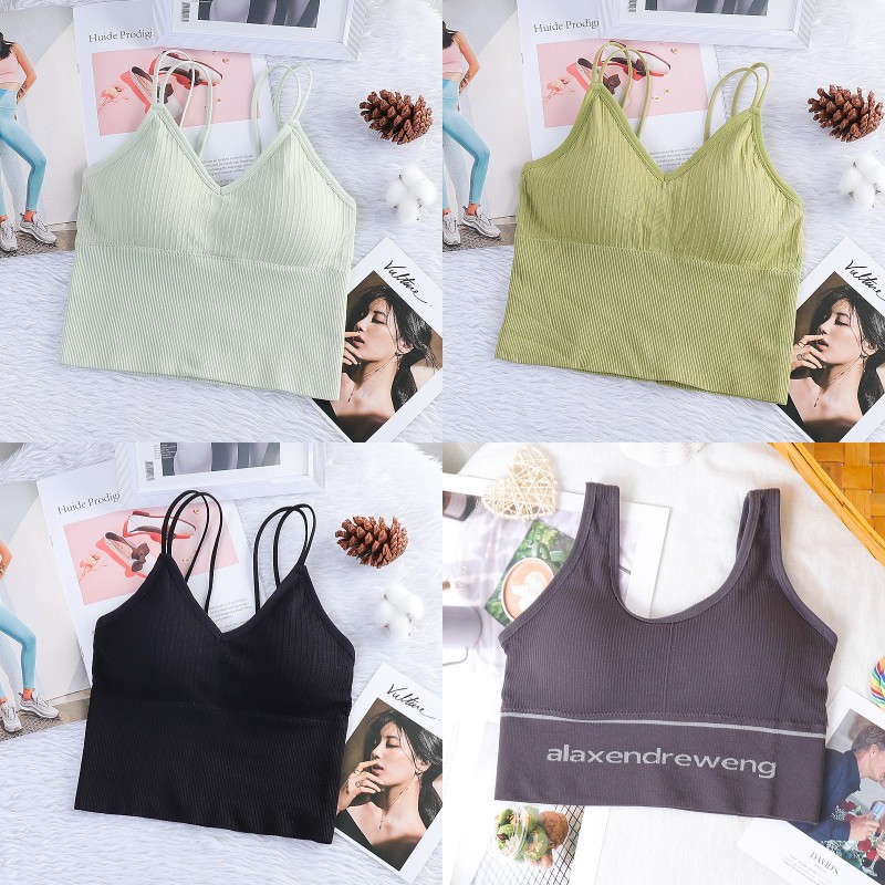 Women's camisole with chest pads outer wear twisted tube top off-shoulder vest sling