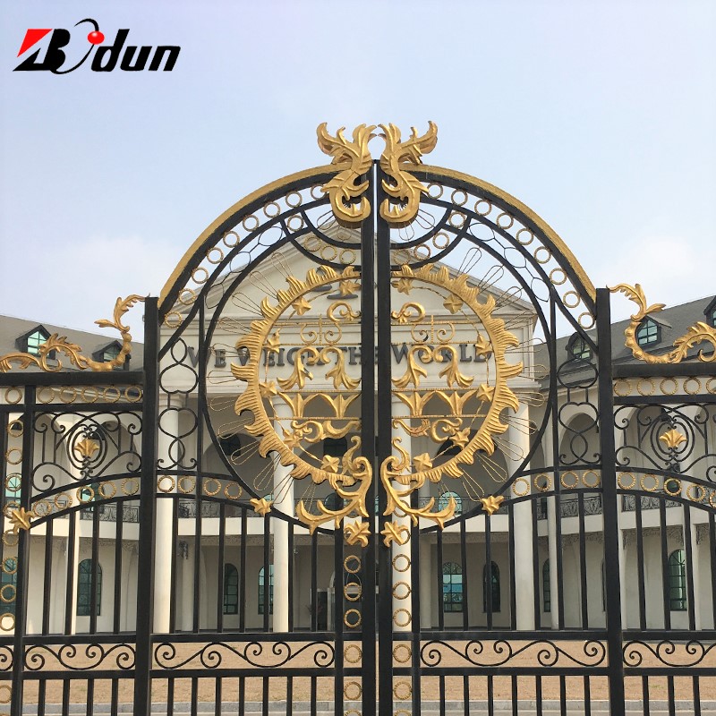 Wrought iron gate design driveway security gate decorative metal front door