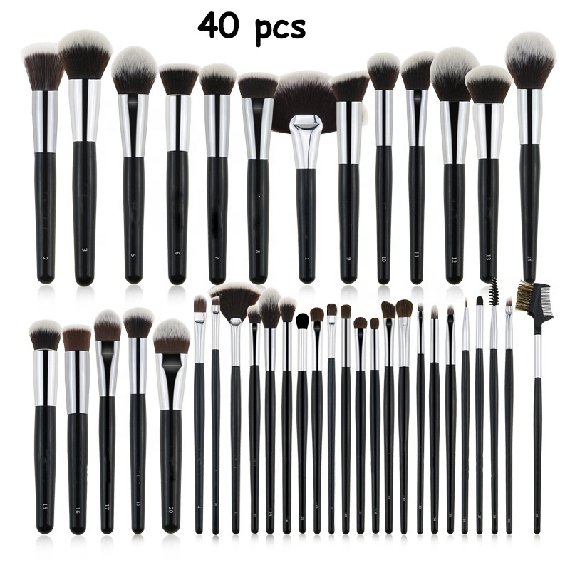 High Quality 40 Pcs Luxury Makeup Brush Set With Bags Black Foundation Powder Blush Eye Shadow Brushes Makeup Tools