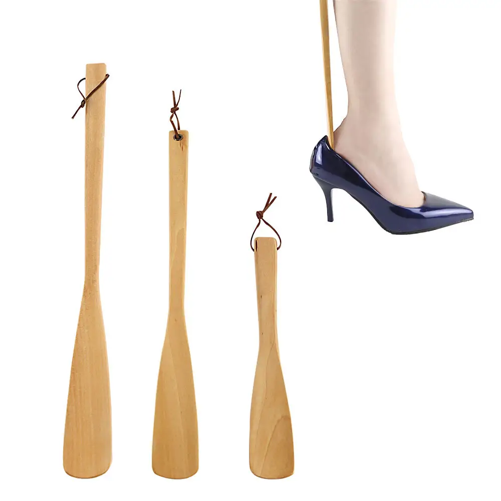 Eco Friendly Wooden Long Handle Shoe horn,Wear Shoe Easier Helper shoe spoon