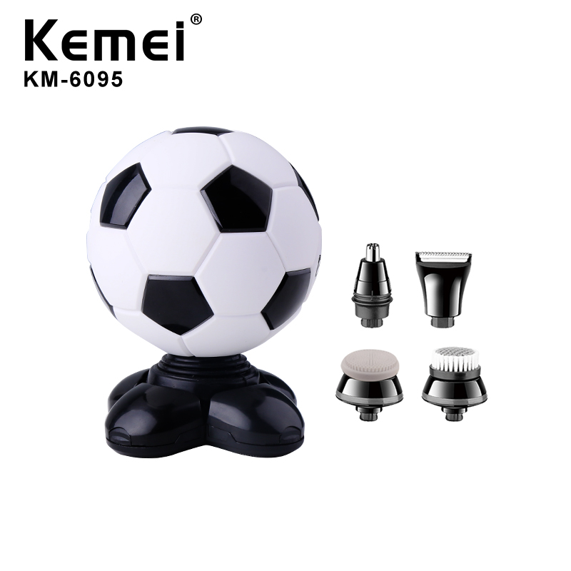 Kemei KM-6095 все в одном лезвие Мужская бритва USB в форме футбольного мяча Мужская электрическая строгальная моющиеся вращающийся бритвенной головки бритвы