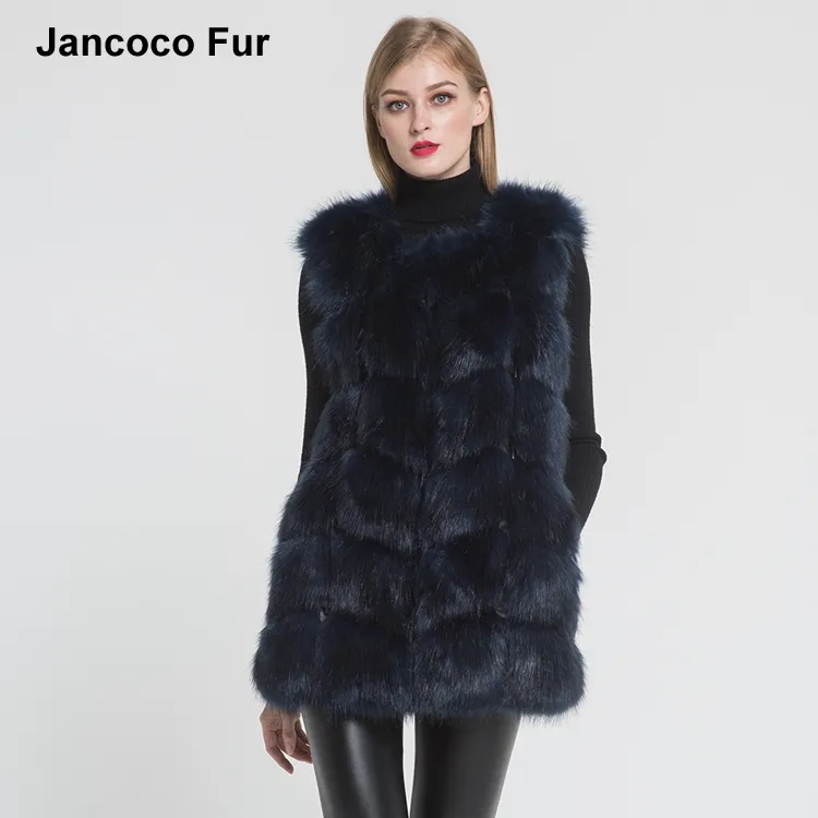 High Quality Fake Fur Gilet Autumn Winter Warm Fake Fur Waistcoat Faux Fur Long Vest S8403