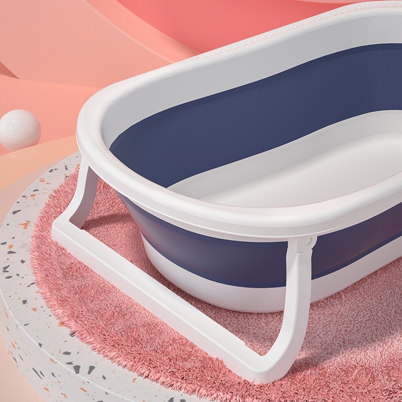 2021 Newest Plastic Baby Bath Tub Foldable Bathtub Bathtubs with Bath Shampoo Chair Seat Thermometer Sticker