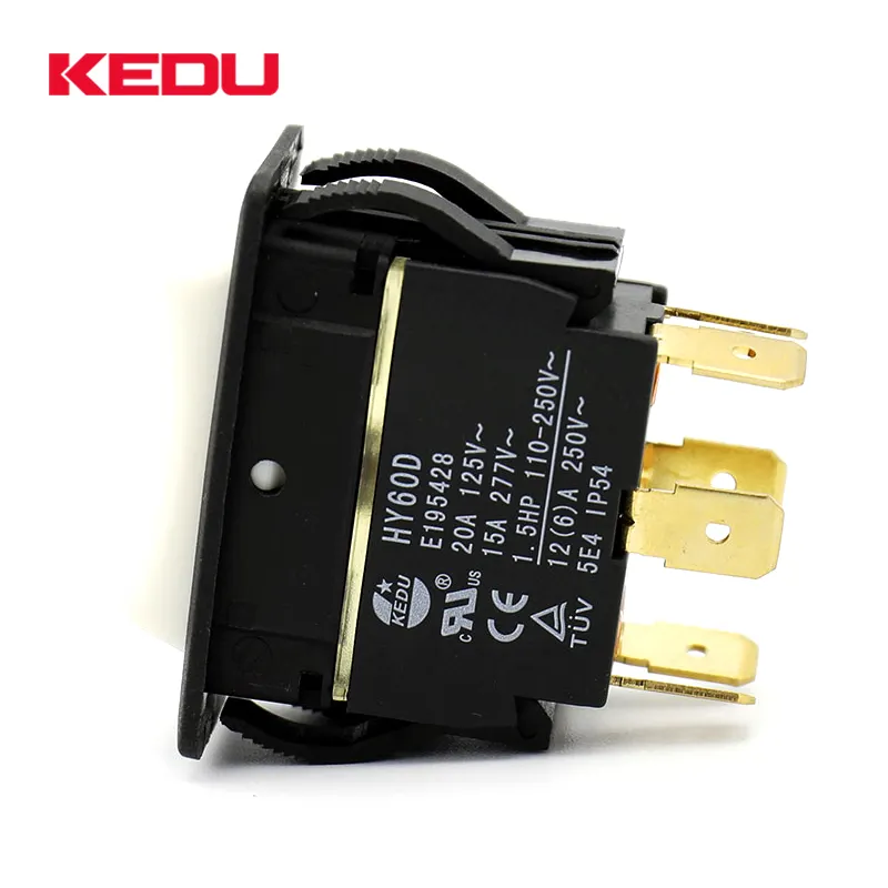 KEDU ON OFF ON DPDT Momentary White Color 3 Way Rocker Switch With UL TUV CE Approval HY60D