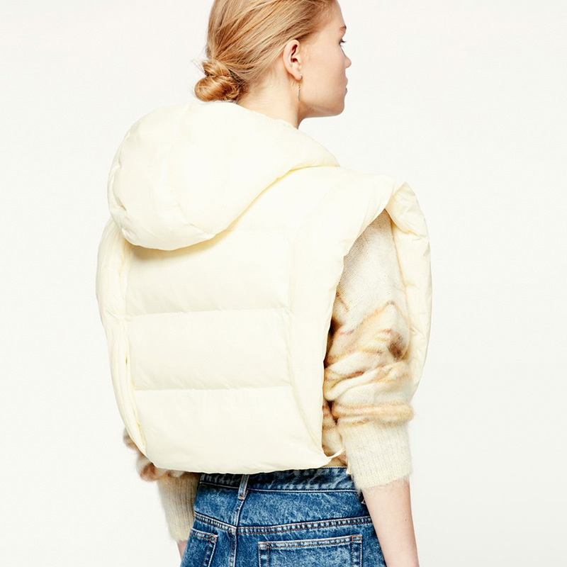 2021 new arrivals women's vests & waistcoats white lace up hoodie casual winter vest jacket coat