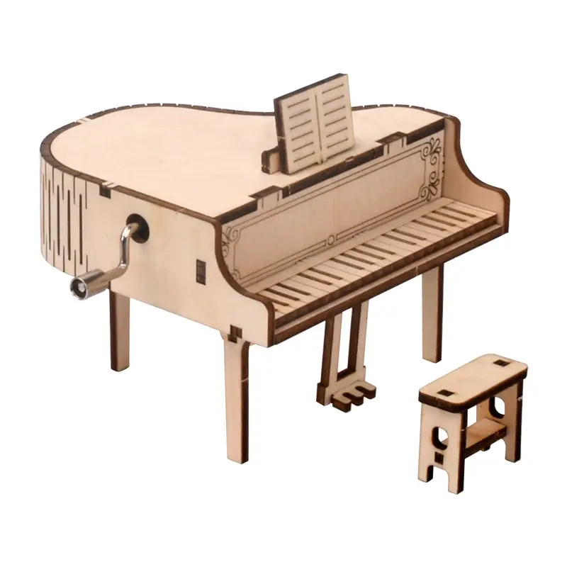 Wholesale Hand-operated Wooden Piano Music Box Kids Bedroom Home Decorations Assembled Music Box