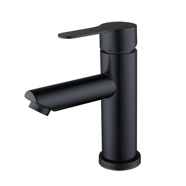 round design stainless steel bathroom mixer matte black basin faucet