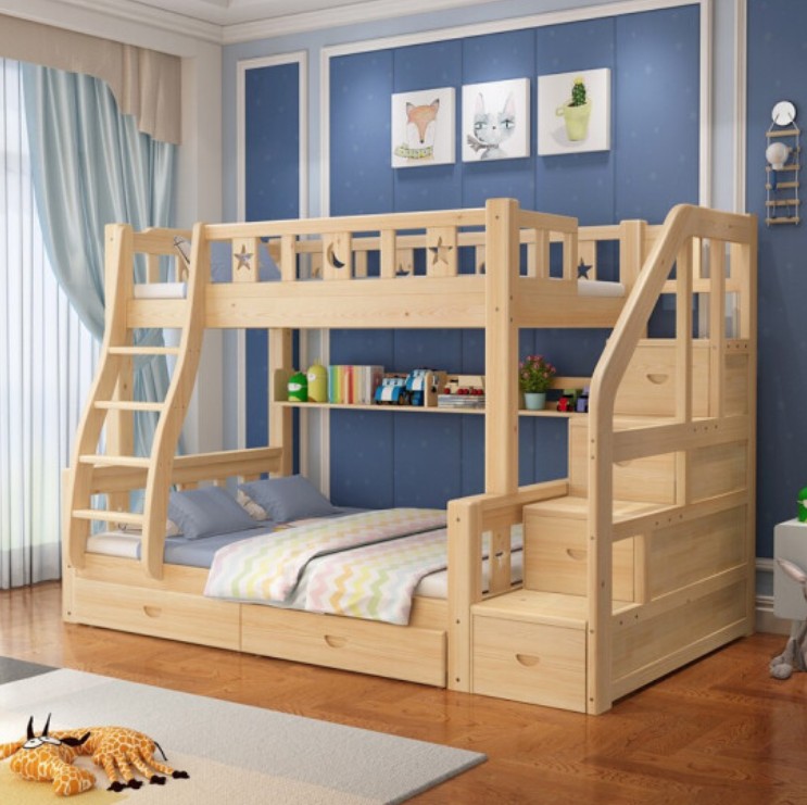Top and bottom solid wood double top and bottom bunk mother child bed height adult wooden bed height bed