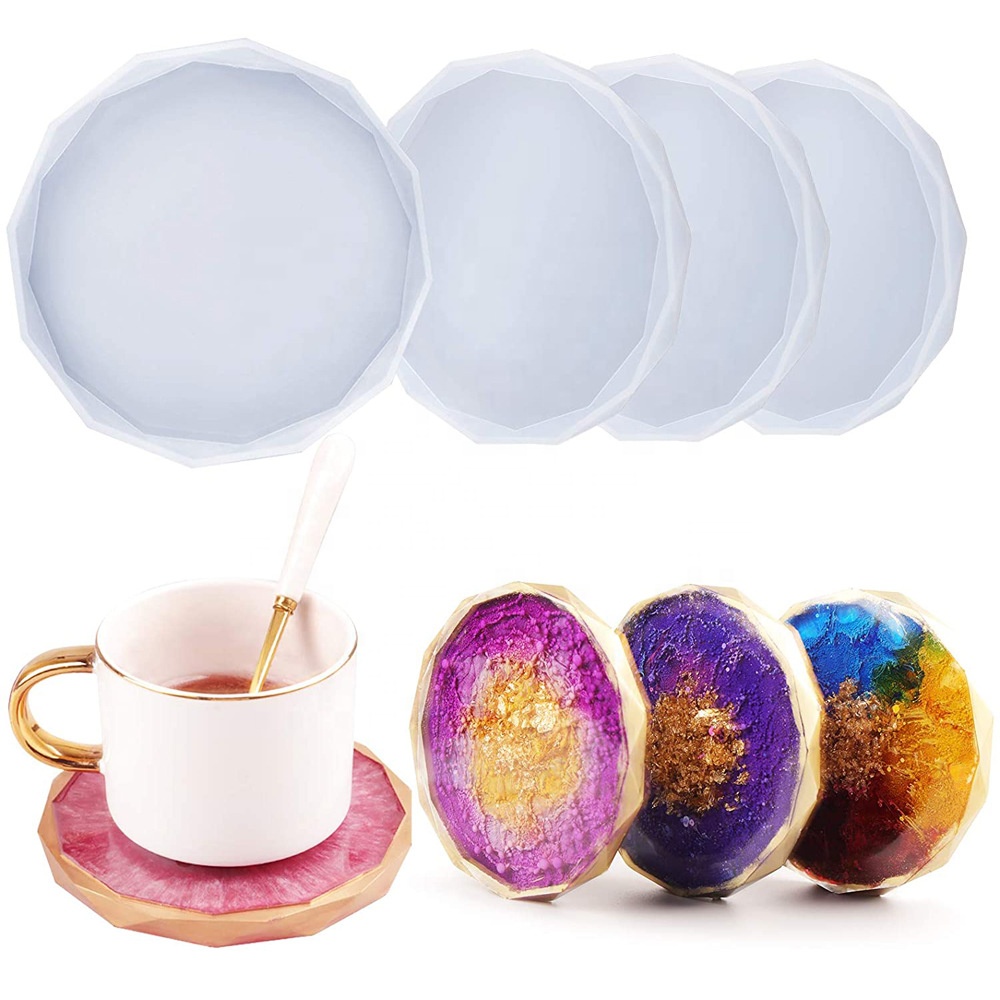Coaster Molds for Resin Casting Irregular Rhombus Edge Epoxy Resin Silicone Molds for Making Coasters Cups Mats Home Decoration