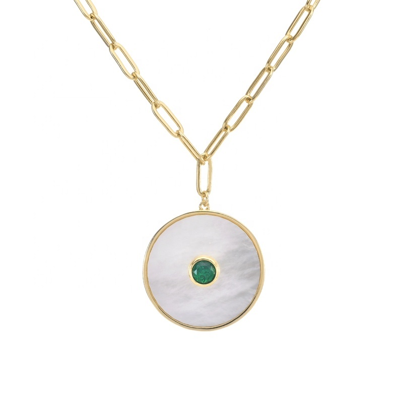 Custom New Fashion Nature Shell Cicel shape necklace 18k gold plated suit wedding gifts party for for women
