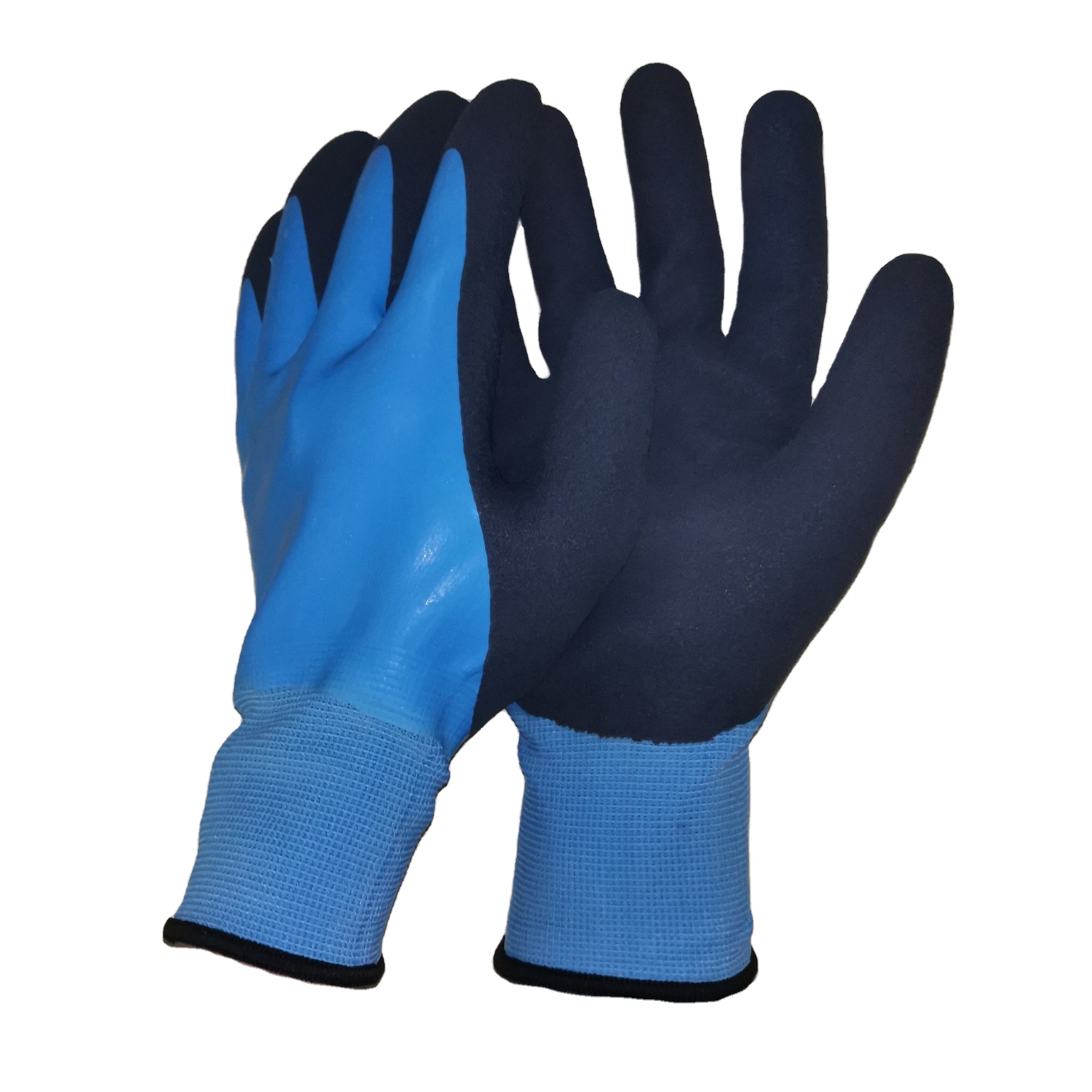 Double Latex Dipping Coated Sandy Surface Polyester thick waterproof Work Safety labor Gloves