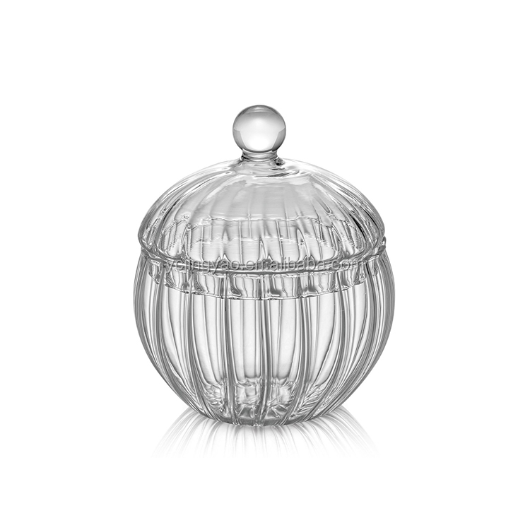 Fancy Borosilicate Glass Candy Food Storage Jar / Glass Sugar Bowl