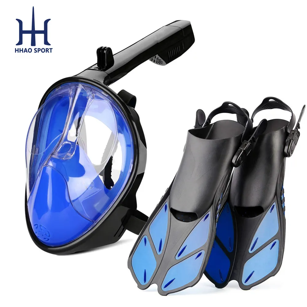 Водонепроницаемая Полнолицевая маска для дайвинга UV400 Easybreath с комплектом для подводного плавания с короткими ластами
