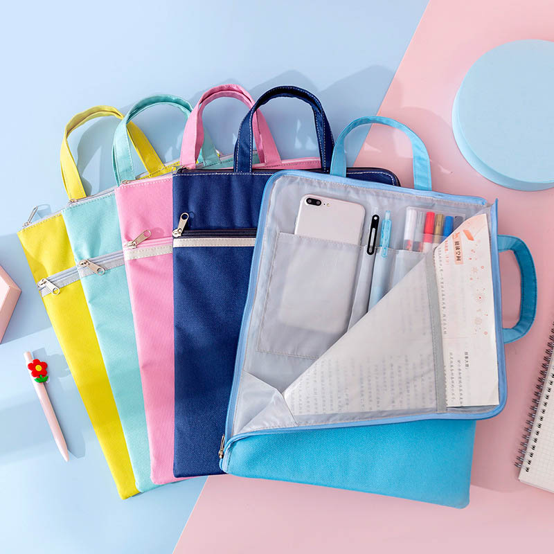 Custom large capacity a4 file storage organizer hand bag oxford document pouch
